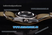 Rolex Milgauss Vintage Asia 2813 Automatic Steel Case with Black Dial Dot Markers and Green Army Nylon Strap