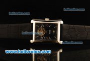 Piaget Emperador Tourbillon Manual Winding Movement Black Dial with Silver Markers and Black Leather Strap