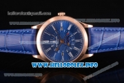 Patek Philippe Grand Complications Perpetual Calendar Miyota Quartz Rose Gold Case with Blue Dial and White Roman Numeral Markers