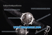 Cartier Rotonde De Chrono Miyota Quartz Steel Case with Black Skeleton Dial and Silver Stick Markers