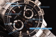 Ulysse Nardin Maxi Marine Diver Chrono Japanese Miyota OS20 Quartz Stainless Steel Case Stick Markers with Stainless Steel Strap and Black Dial