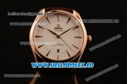 Omega De Ville Tresor Master Co-Axial Clone 8800 Automatic Rose Gold Case with White Dial and Brown Leather Strap - (YF)