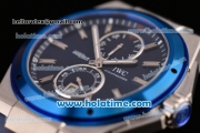 IWC Ingenieur Asia ST Automatic Steel Case with Blue Rubber Strap Stick Markers and Blue Dial