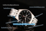 IWC Pilots Chrono Miyota Quartz Full Steel with Black Dial and White Arabic Numeral Markers