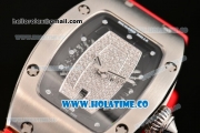 Richard Mille RM007 Miyota 6T51 Automatic Steel Case with Diamonds Dial and Red Rubber Strap