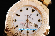 Rolex Yachtmaster Oyster Perpetual Automatic Movement Full Rose Gold Case/Strap with White Dial and Black Hour Marker