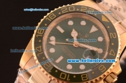 Rolex GMT Master II Swiss ETA 2836 Automatic Gold Case with Green Dial and Steel Strap