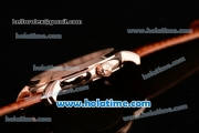 Vacheron Constantin Malte Miyota Quartz Rose Gold Case with Brown Leather Bracelet Diamond Markers and White Dial