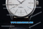 Rolex Cellini Clone Rolex 3132 Automatic Steel Case with White Dial Brown Leather Strap - (BP)