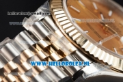Rolex Datejust Clone Swiss ETA 2836 Automatic K Gold Case with Yellow Gold Dial stick Markers and Two Tone Bracelet BP