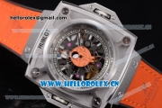 Hublot Masterpiece MP 08 Antikythera Sunmoon Asia 2813 Automatic Steel Case Skeleton Dial Orange Leather Strap and White Markers