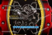 Richard Mille RM 35-01 RAFA Miyota 9015 Automatic PVD Case with Skeleton Dial and Yellow Rubber Strap Dot Markers