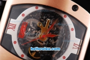 Richard Mille Tourbillon Gold Case with Red Marking and Black Leather Strap