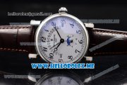 Patek Philippe Grand Complications Asia ST25 Automatic Steel Case with White Dial and Brown Leather Strap Arabic Numeral Markers