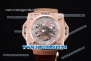 Hublot Masterpiece MP 08 Antikythera Sunmoon Asia 2813 Automatic Rose Gold Case Skeleton Dial and Brown Leather Strap