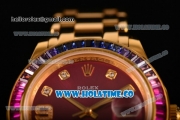 Rolex Datejust Pearlmaster Asia 2813 Automatic Full Yellow Gold with Purple Dial and Diamonds Markers - Rainbow Diamoand Bezel (BP)