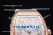 Franck Muller Black Croco Ronda 762 Quartz Rose Gold Case with White Dial Arabic Numeral Markers and White Leather Strap