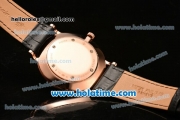 Patek Philippe Calatrava Miyota OS2035 Quartz Rose Gold Case with Rose Gold Arabic Numeral Markers and Black Dial