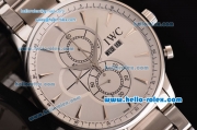 IWC Portuguese Chrono Japanese Miyota OS10 Quartz Steel Steel Case Stick Markers with Stainless Steel Strap and White Dial