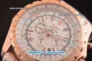 Breitling Bentley Motors T Automatic Rose Gold Case with White Dial and Rose Gold Strap