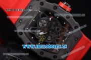Richard Mille RM35-01 Miyota 9015 Automatic PVD Case with Skeleton Dial Dot Markers and Red Leather Strap