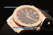 Hublot Classic Fusion Swiss ETA 2824 Automatic Movement Rose Gold Case with Black Dial and Black Rubber Strap