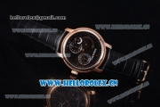Audemars Piguet Jules Audemars Dual Time Asia ST25 Automatic Rose Gold Case Black Dial Stick Markers and Black Leather Strap