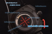 Hublot King Power Dwyane Wade Swiss Valjoux 7750-SHG Automatic PVD Case with Red Markers Black Dial and Black Rubber Strap