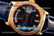 Rolex Day-Date Asia Automatic Yellow Gold Case with Diamonds Markers Blue Dial - Diamonds Bezel (BP)