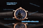 Breguet Classique Tourbillon Asia ST28 Automatic Rose Gold Case with Black Leather Strap and Black Dial