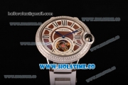 Cartier Ballon Bleu De Tourbillon Asia Automatic Steel Case with Brown Dial and Roman Numeral Markers - Diamonds Bezel