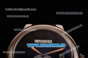 Cartier Rotonde De Swiss Quartz Steel Case with Black Guilloche Dial and Black Leather Strap