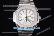 Patek Philippe Nautilus Clone PP 315 Automatic Stainless Steel Case/Bracelet with White Dial and Stick/Arabic Numeral Markers (BP)
