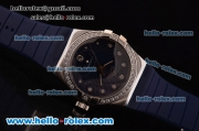 Omega Constellation Swiss ETA Quartz Steel Case with Diamond Bezel and Blue Rubber Strap