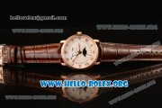 BlancPain Villeret Miyota 9015 Automatic Rose Gold Case with White Dial and Brown Leather Strap (ZF)