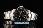 Rolex GMT-Master Automatic Movement Full Steel Case/Strap with Black Dial and Black Bezel