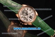 Cartier Calibre De Cartier Miyota 9015 Automatic Rose Gold Case with White Dial and Green Leather Strap