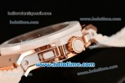 Hublot Big Bang Quartz Movement White Dial with Rose Gold Case and Numeral Marking-White Rubber Strap