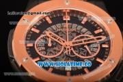 Hublot Classic Fusion Skeleton Chrono Miyota Quartz PVD Case with Skeleton Dial Rose Gold Bezel and Stick Markers