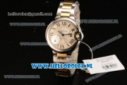 Cartier Ballon Bleu De Medium Swiss ETA 2671 Automatic Steel Case Silver Dial Diamonds Markers and Two Tone Bracelet - 1:1 Original