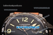 Panerai Luminor GMT PAM 029 P Asia Automatic PVD Case with Black Dial Stick/Arabic Numeral Markers and Brwon Leather Strap