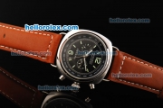 Panerai Radiomir Automatic Movement Black Dial with Steel Bezel and Brown Leather Strap