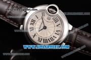 Cartier Ballon Bleu De Small Swiss ETA Quartz Steel Case with Silver Dial and Roman Numeral Markers (JF)