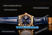 Rolex Day-Date Asia 2813/Swiss ETA 2836/Clone Rolex 3135 Automatic Yellow Gold Case with Diamonds Markers and Blue Dial (BP)