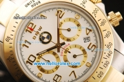 Rolex Daytona BMW Chronograph Miyota Quartz Movement Steel Case with Gold Bezel and Two Tone Strap