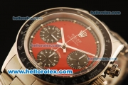 Rolex Daytona Vintage Edition Chronograph Swiss Valjoux 7750 Manual Winding Steel Case/Strap with Red Dial