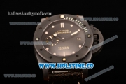 Panerai PAM 508 P Luminor Submersible Clone Panerai P.9000 Automatic Ceramic Case with Black Dial and Brown Leather Strap (ZF)
