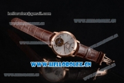 Audemars Piguet Jules Audemars Tourbillon Swiss Tourbillon Manual Winding Rose Gold Case with Silver Dial Stick Markers and Brown Leather Strap (FT)