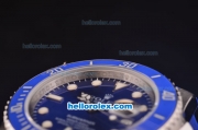 Rolex Submariner Asia 2813 Automatic Steel Case Blue Ceramic Bezel with Blue Dial and Blue Rubber Strap - ETA Coating