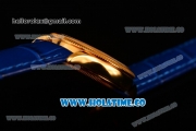 Rolex Cellini Time Asia 2813 Automatic Yellow Gold Case White Dial Blue Leather Strap and Stick/Roman Numeral Markers